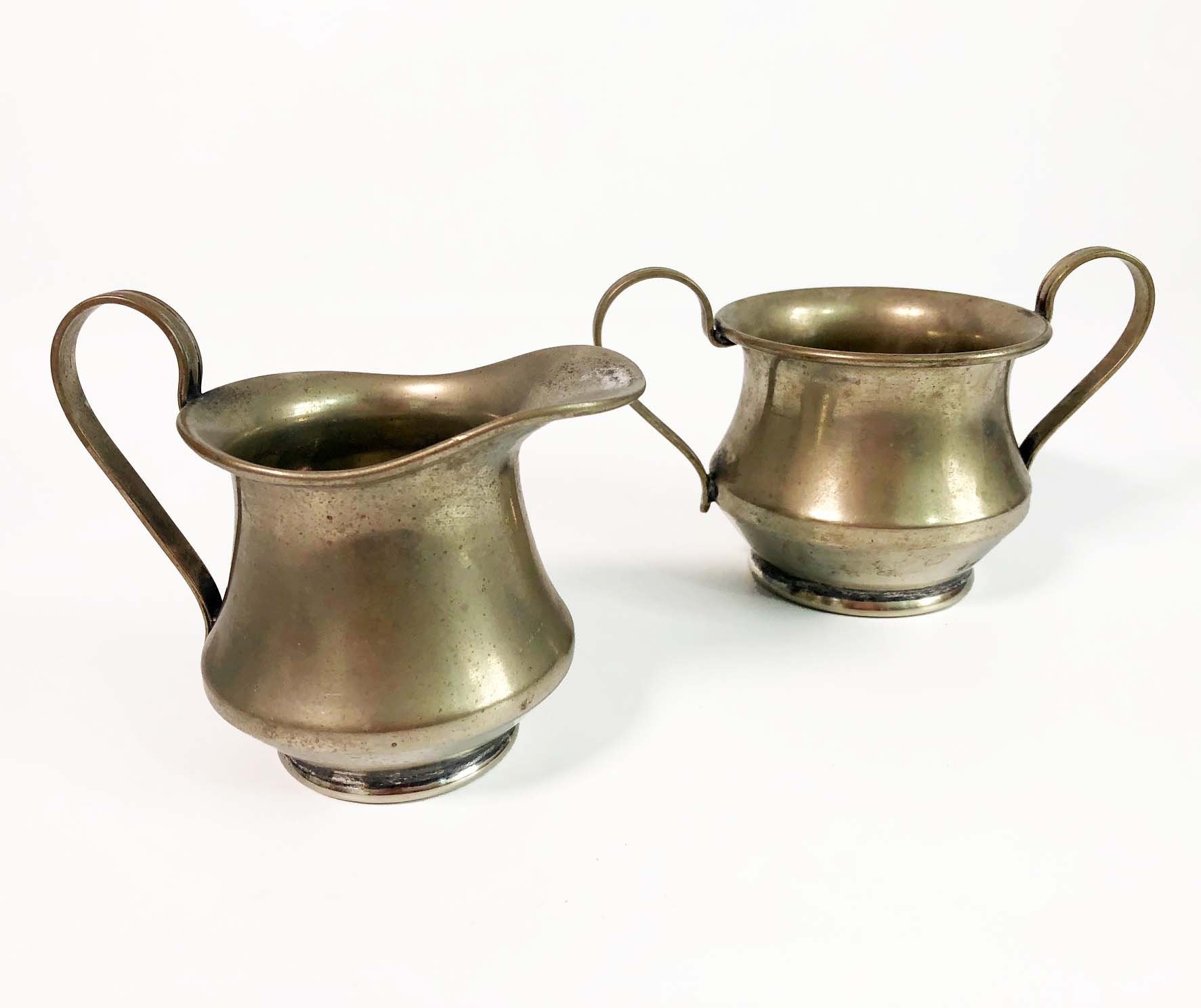 Vintage Sugar Creamer Set Nickel Silver Empire Art Silver E. & J.B