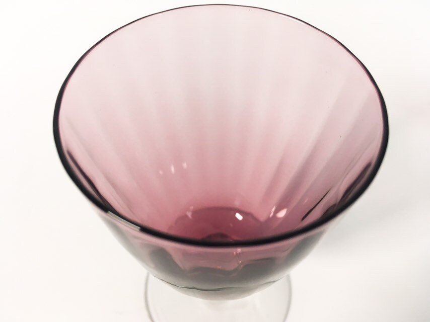 4 Vintage Purple Cordial Glasses Aurora Amethyst by Frye w/ Clear Stems