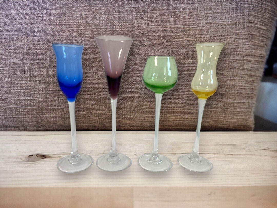 4 Colorful Gems Lenox Cordial Glasses Mixed Shape & Assorted Color