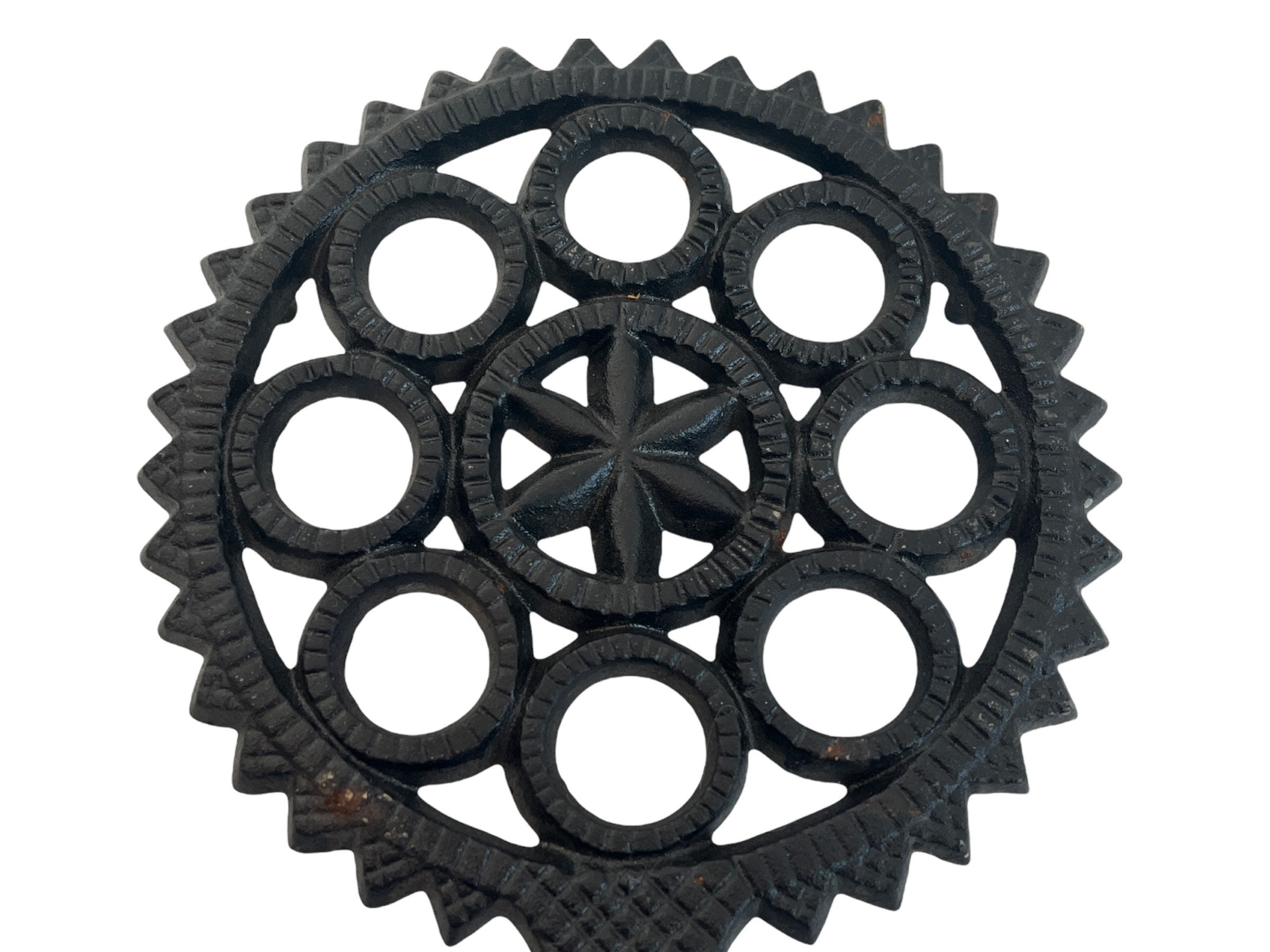 Vintage Black Cast Iron Trivet American Eagle Stamped 1727