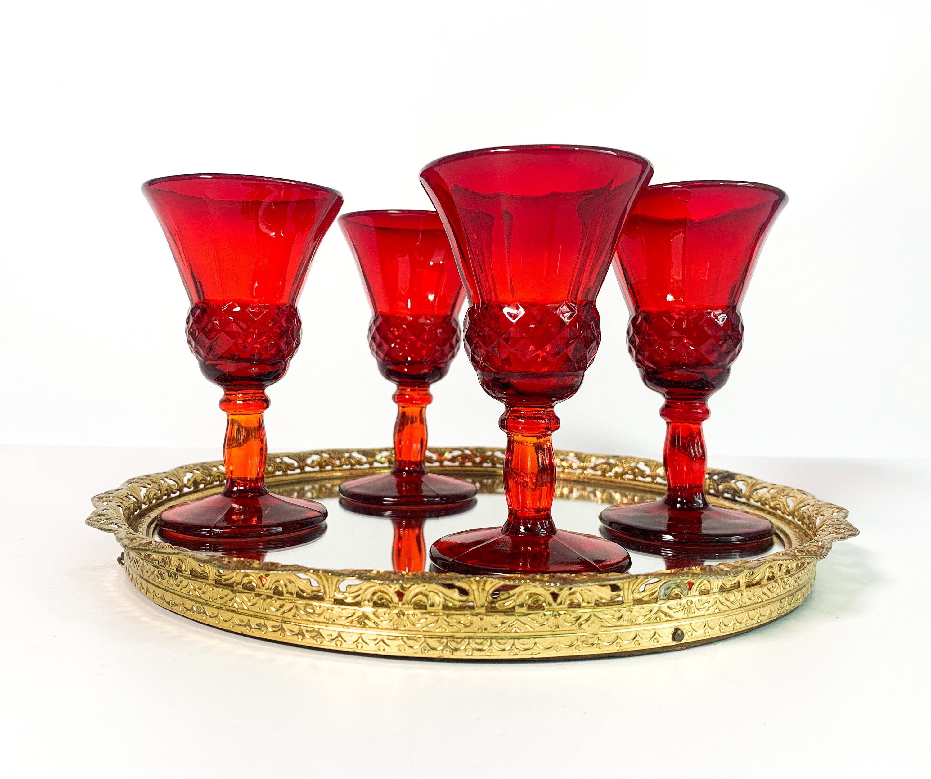 Buy Set of Four Vintage Drinking Glasses. Retro Groovy Funky Online in  India 