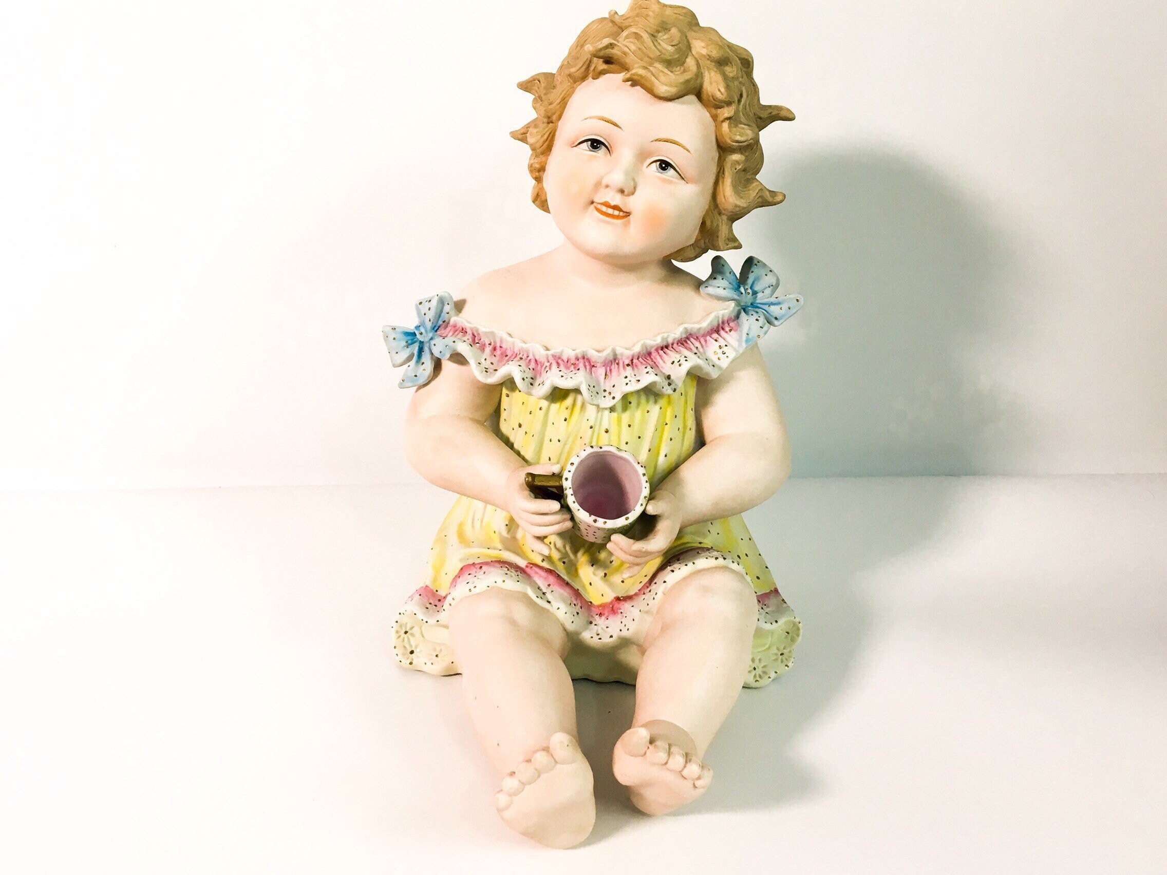 RESERVED FOR WILLIAM Antique Bisque Piano Baby Large Shelf Sitter Piano Baby Germany