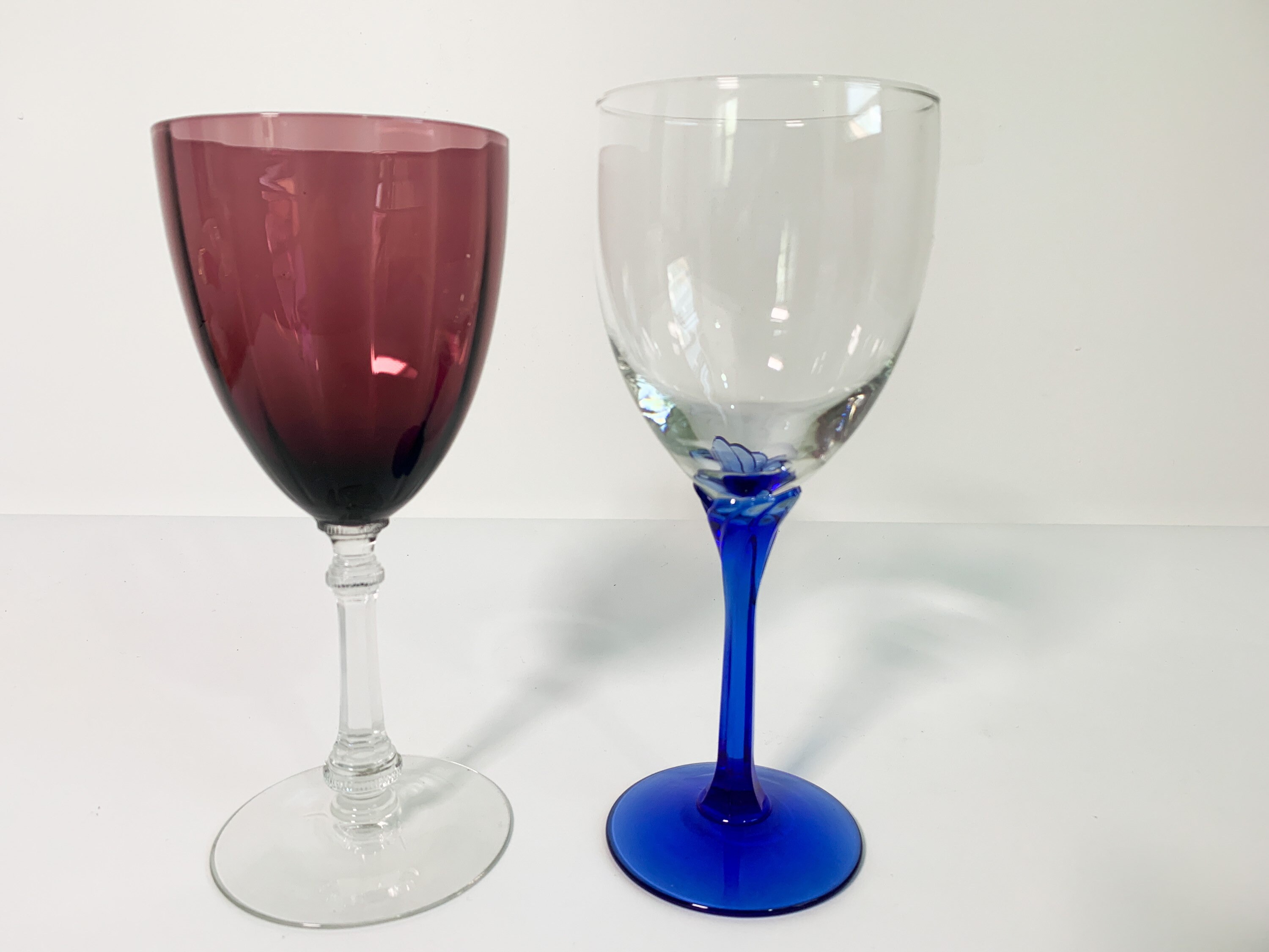 2nd Time Around Vintage Set 6 MultiColor Wine Glasses Unique Retro