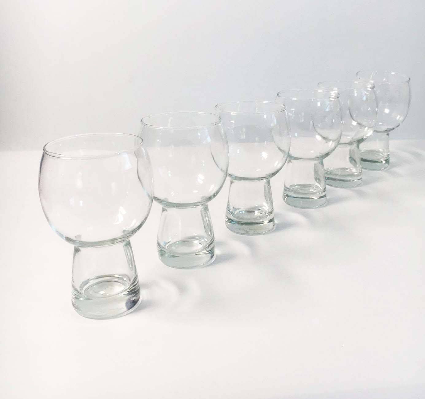 Set of 6 Vintage Beer Glasses Retro Water Goblets / Pilsner Glass