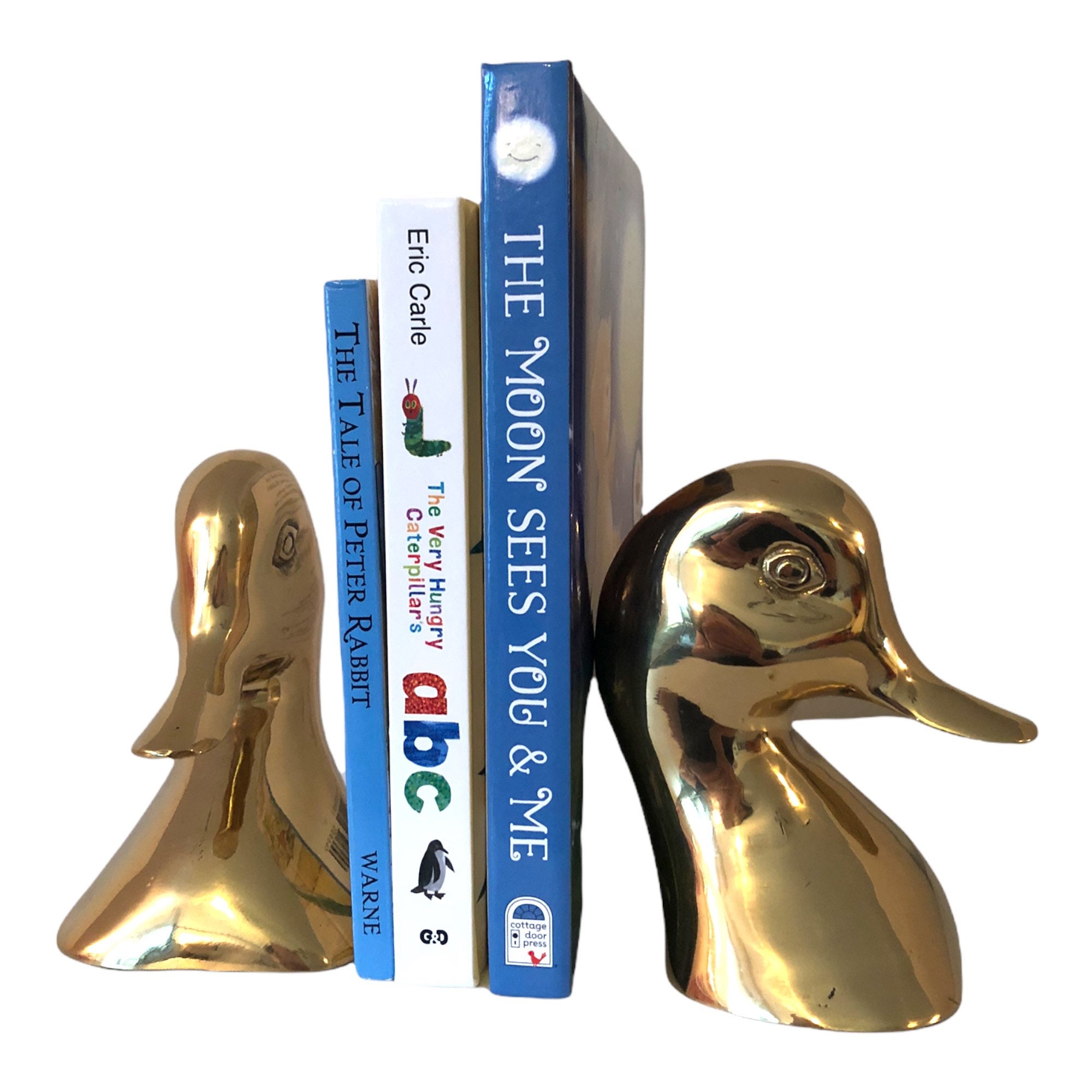 Brass Duck Book Ends Vintage Brass Bookends Pair of Brass Ducks 2