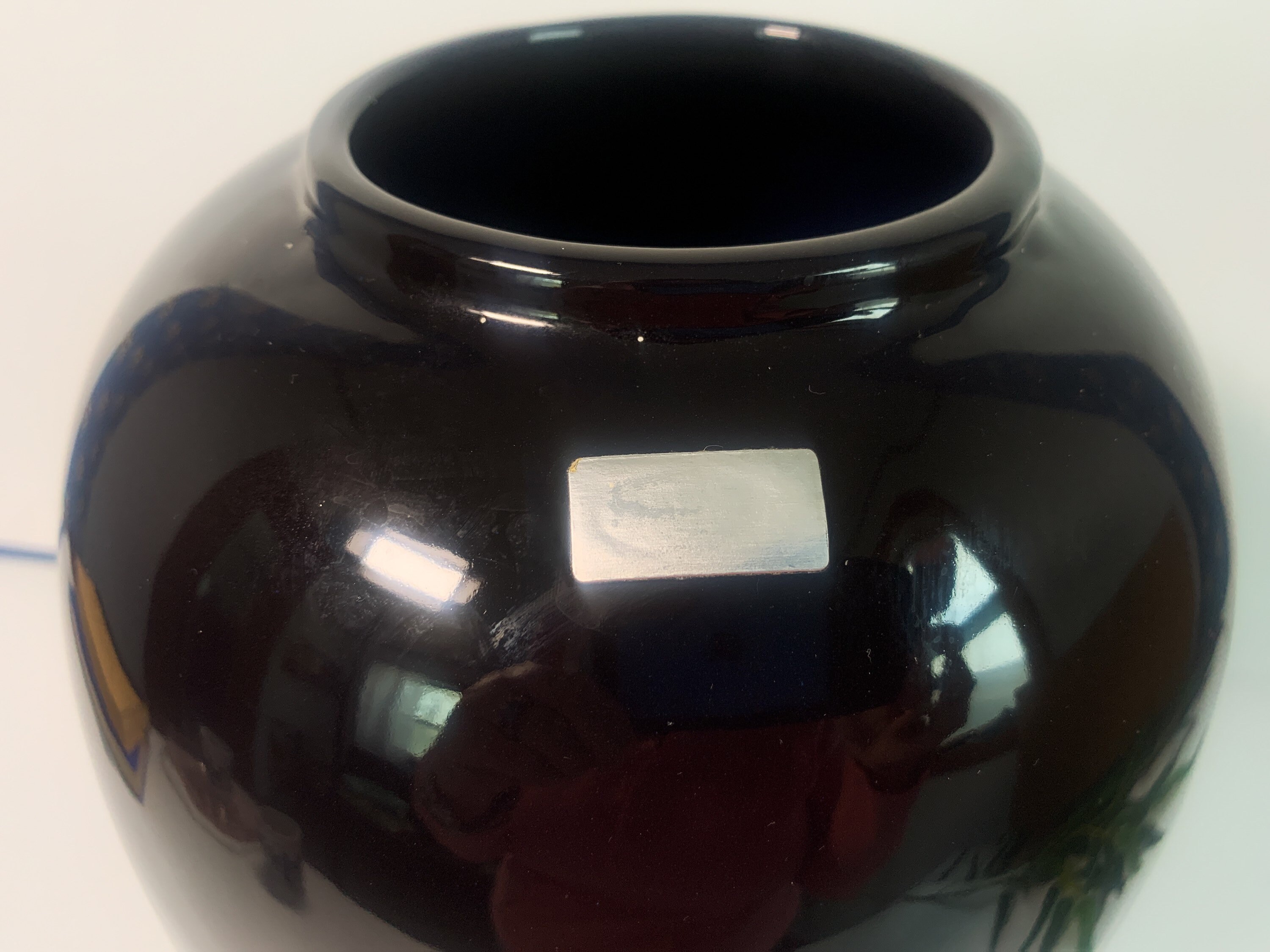 Vintage Large BLACK Haeger Pottery Oval Floor Vase Ceramic Dated 1990