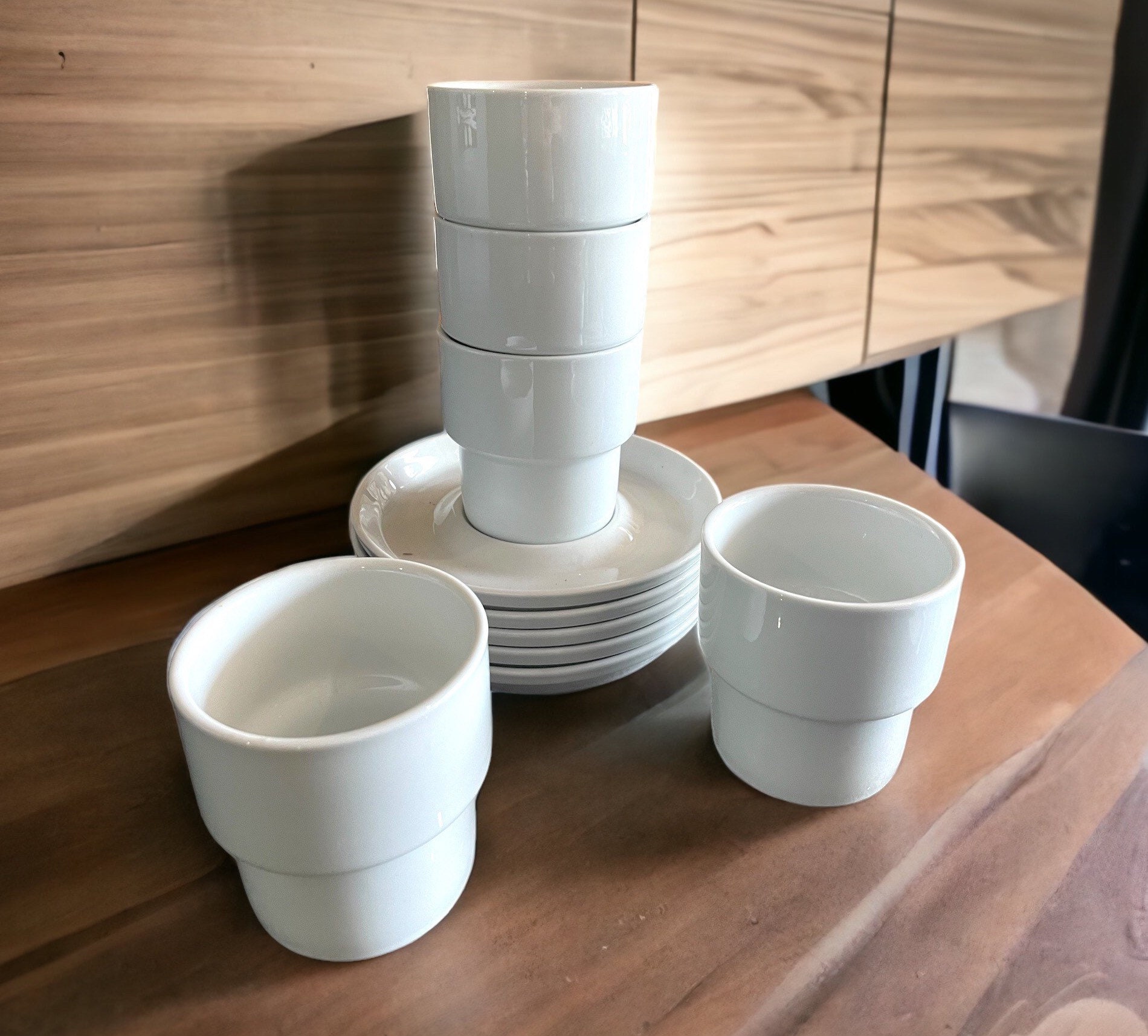 Thomas Mugs Vintage Cups and Saucers Set of 5 Handless No Handle