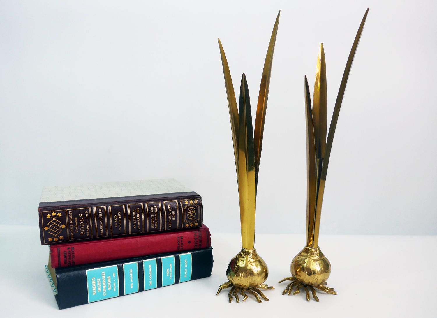 Unique Vintage Brass Candle Holders 2 Onion Candlesticks Carnavale