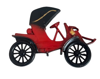 Vintage Black & Red Cast Metal Car - Midwest Stamped no. 211  - Midcentury Wall Decor Auto Collector