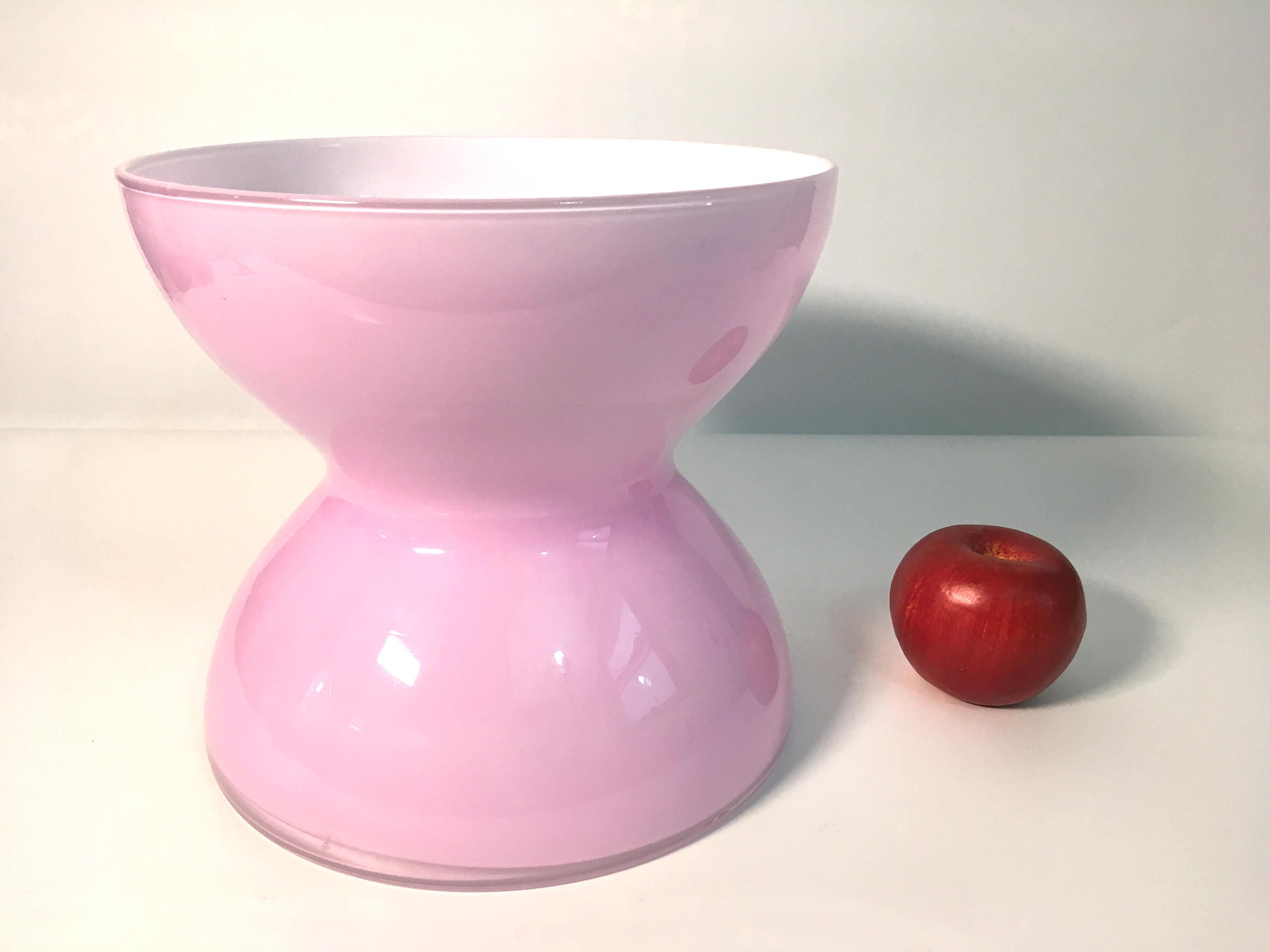 Large ANNE NILSSON Pink  White Cased Glass Vase  Vintage 