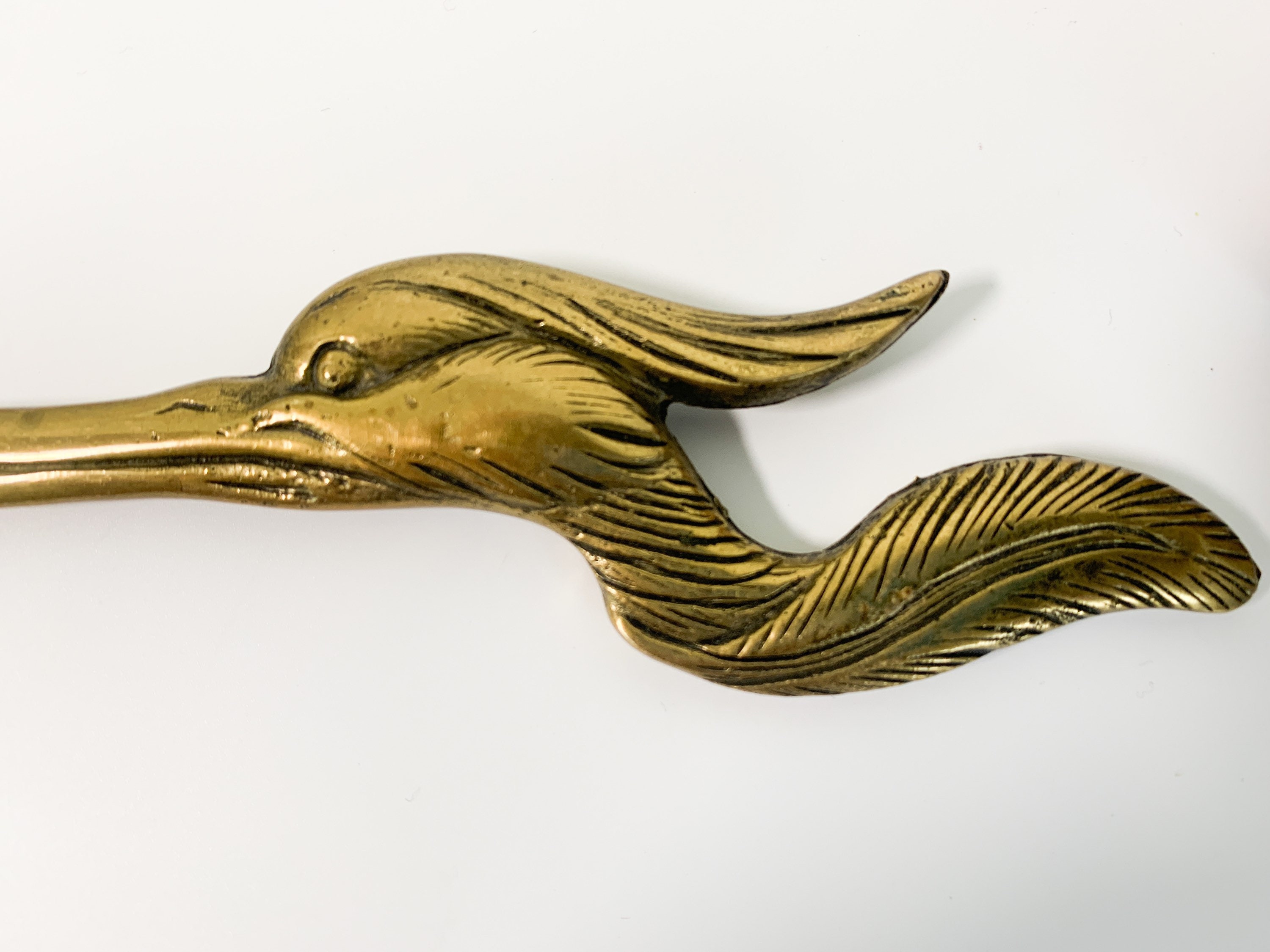 Vintage Brass Letter Opener Circa Bird Beak Crane Egret Wild Bird w