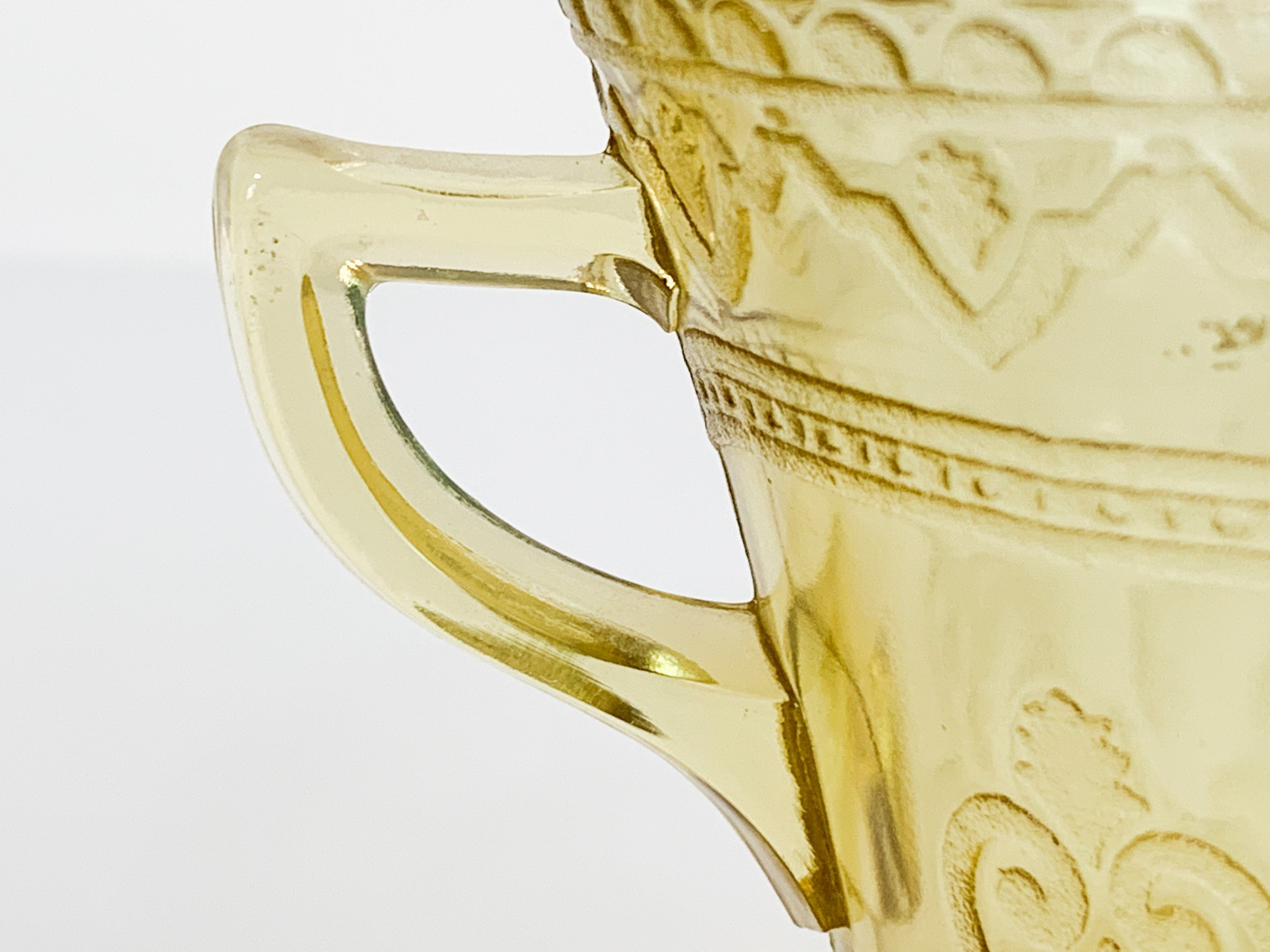 Vintage Federal Glass Co Patrician Amber Creamer Yellow Depression Glass w/ Round Footed Base