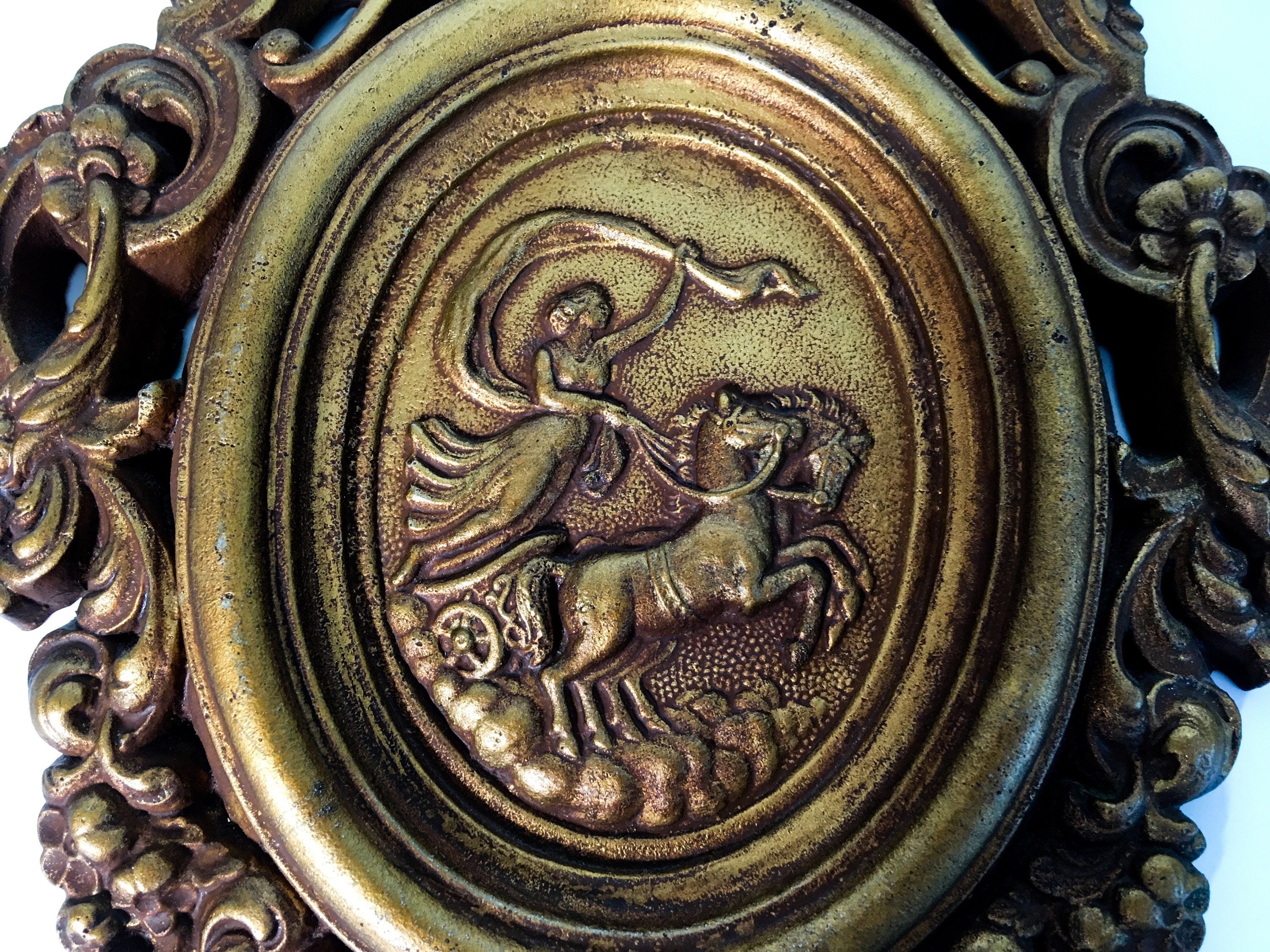 Pair Vintage Universal Statuary Wall Hangings Plaques 2 Heavy Ornate