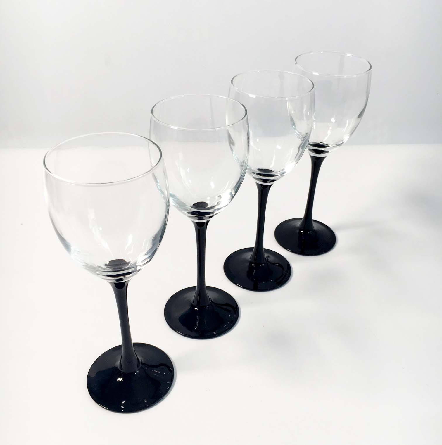 A Rare Set of Four French Etched Wine Glasses Signed Luminarc 1950s (item  #1468745)