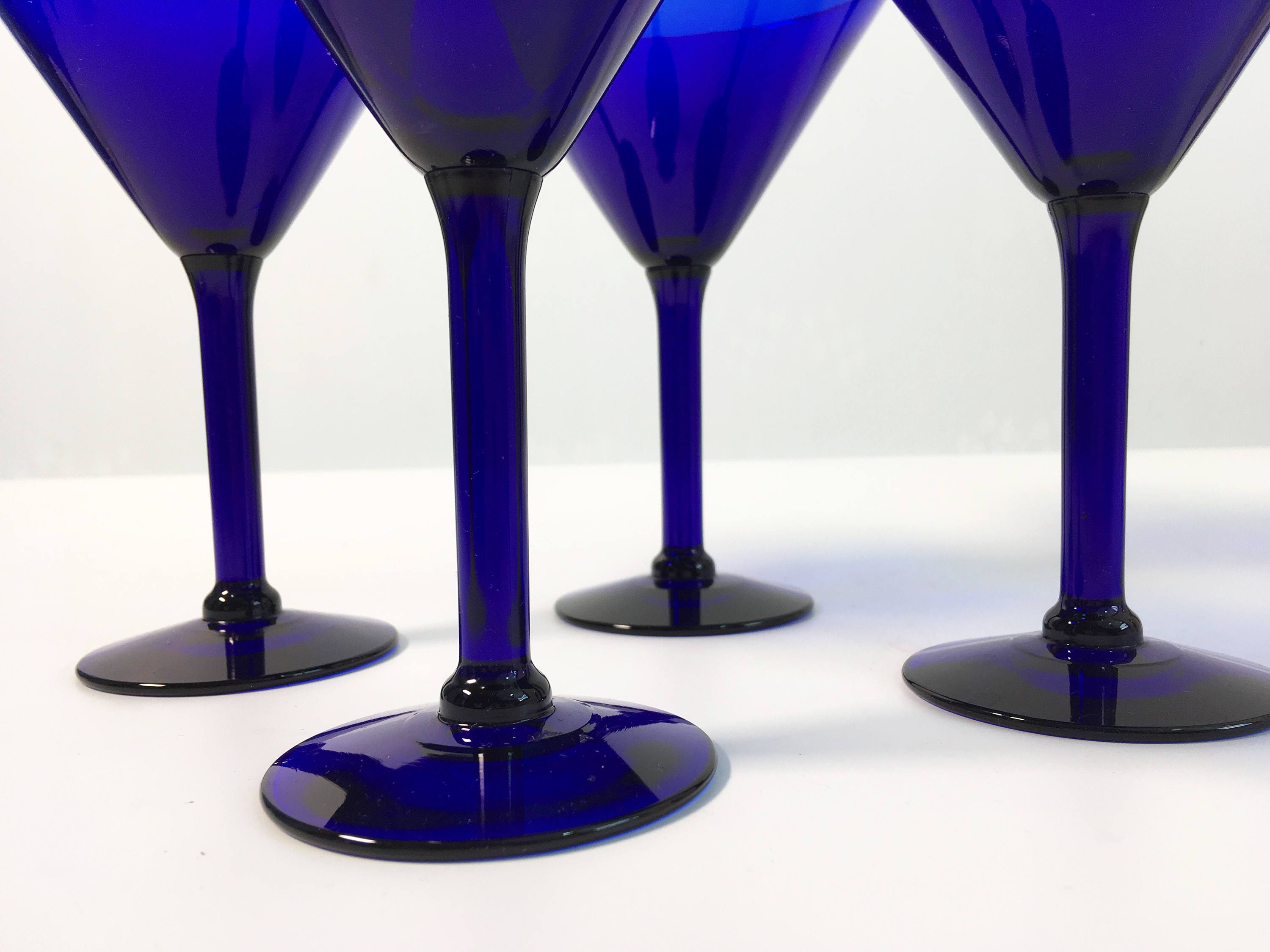 4 Vintage Blue Martini Glasses Set of 4 Cobalt Blue Glass Martini