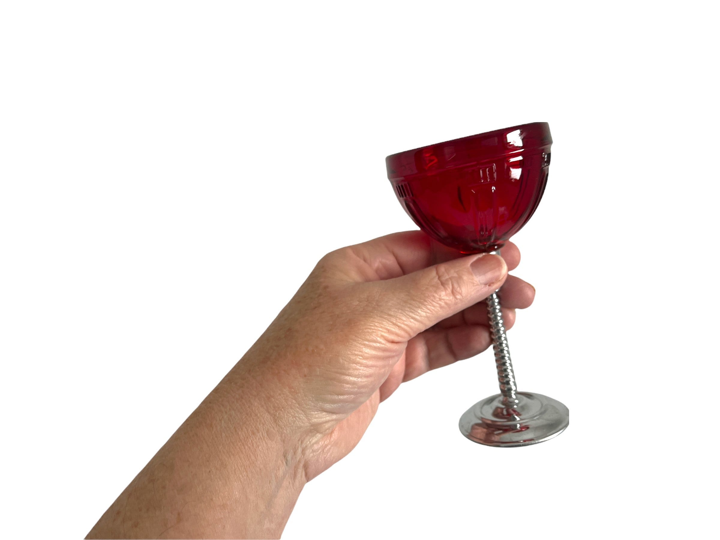 Vintage Ruby Red Martini Glasses 