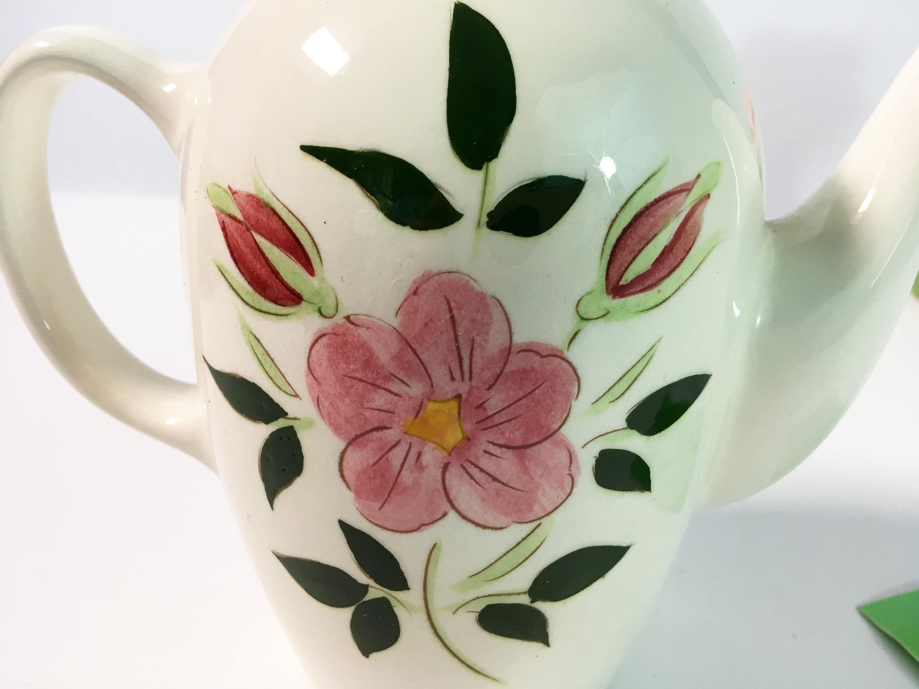 Mid Century Stangl 2 Cup Coffee Pot w/ Lid Wild Rose Vintage