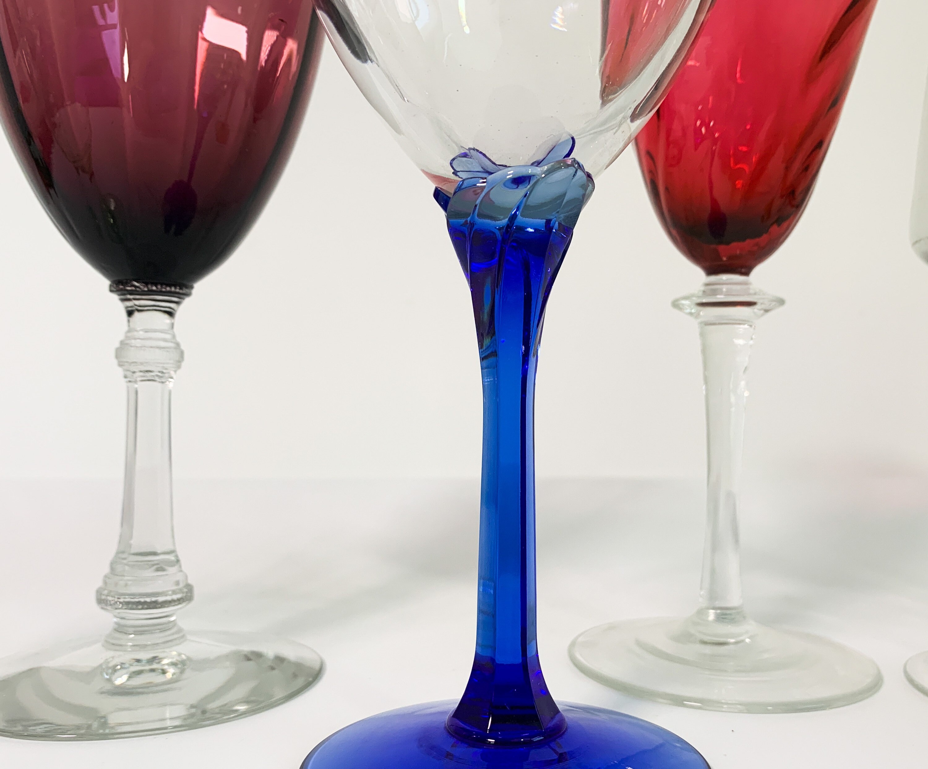 retro coloured wine glasses