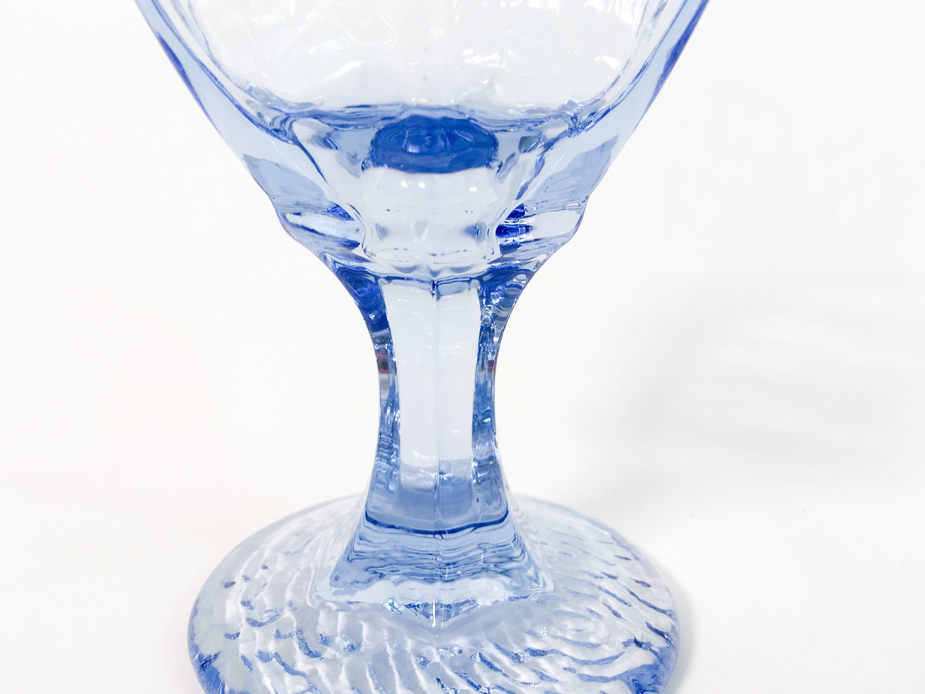 4 Vintage Blue Chivalry by LIBBEY Goblets Water Glasses Panels Textured