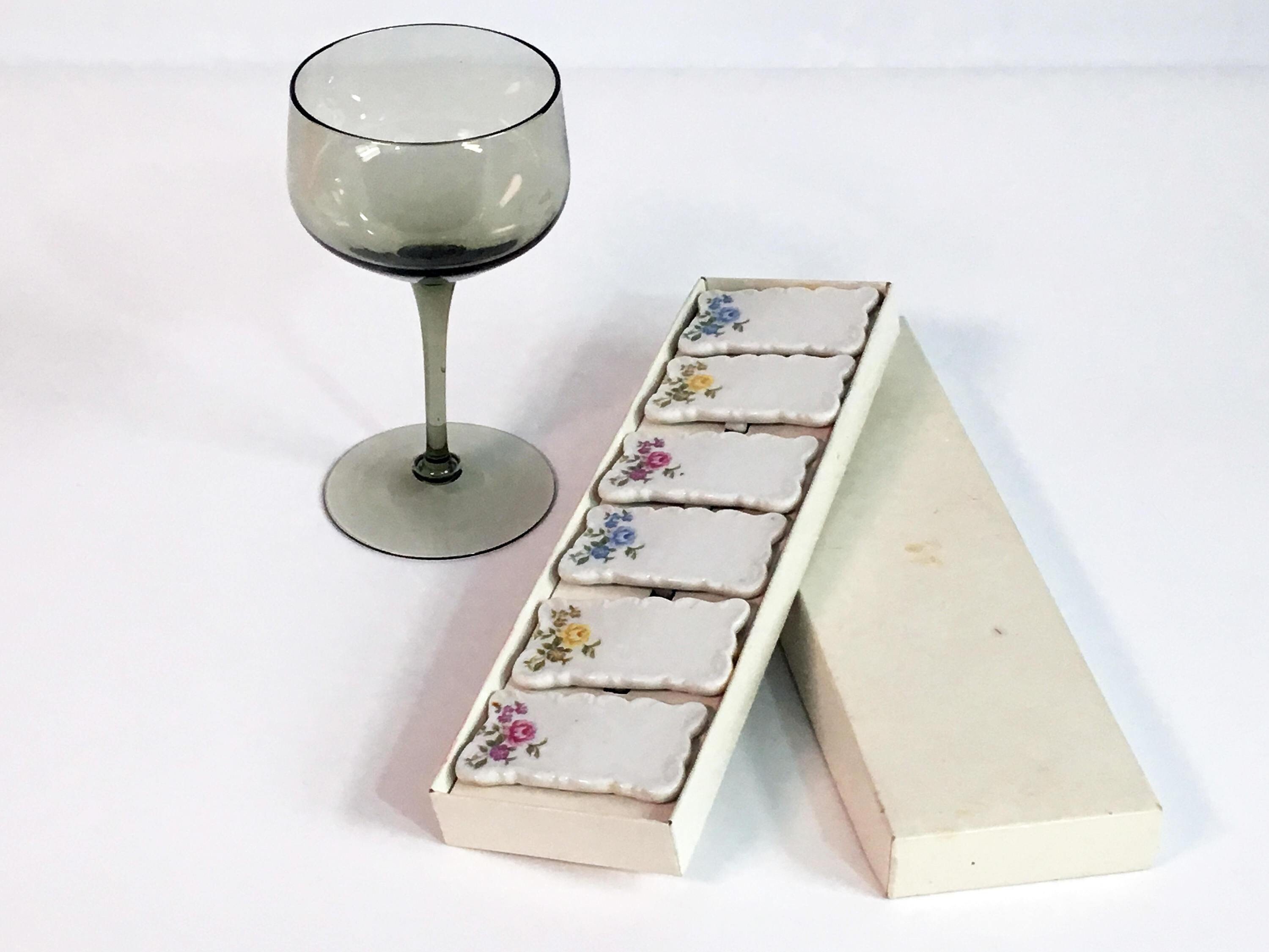 Vintage Ceramic Placecard Holders - Set of 6 Place Card Holders - Pink