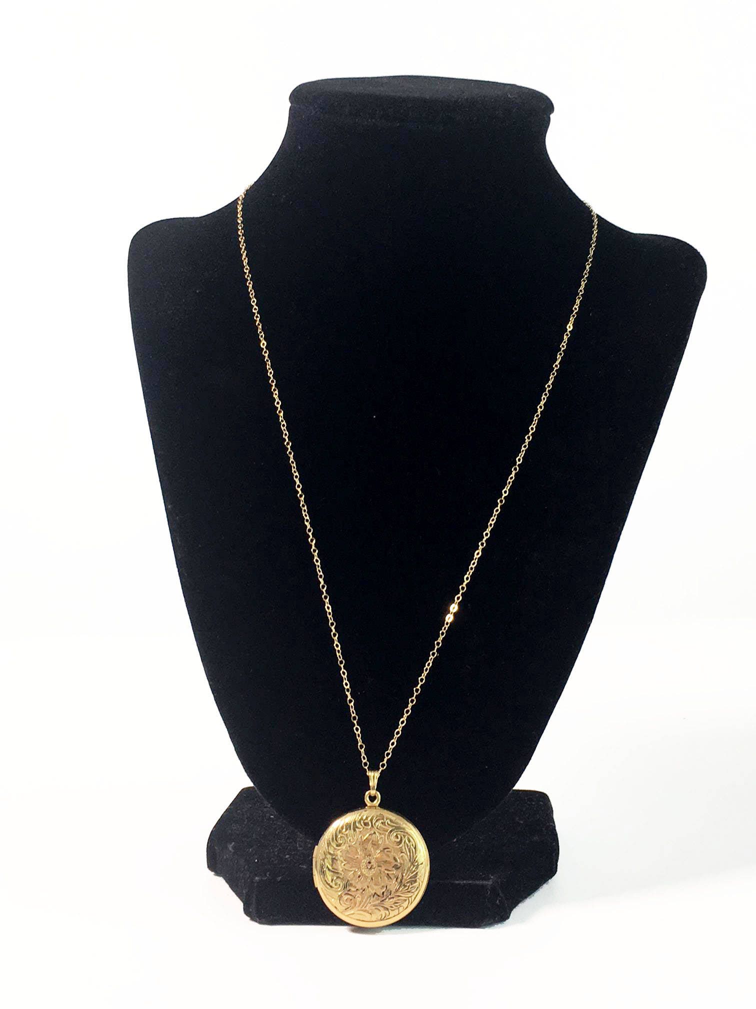 Vintage WEH HAYWARD Gold Filled Locket Necklace on 14K GF Chain - Large ...