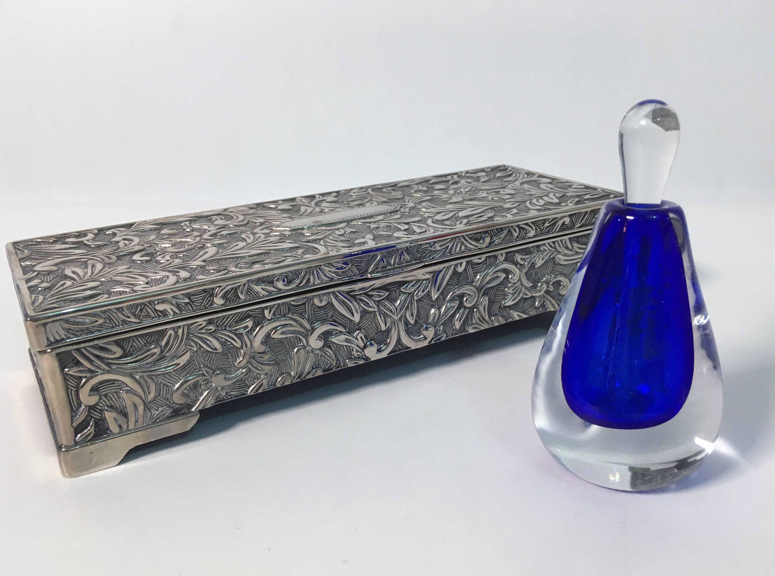 Signed Jackie Ballard Art Glass Bottle w/ Glass Stopper Dated 1988