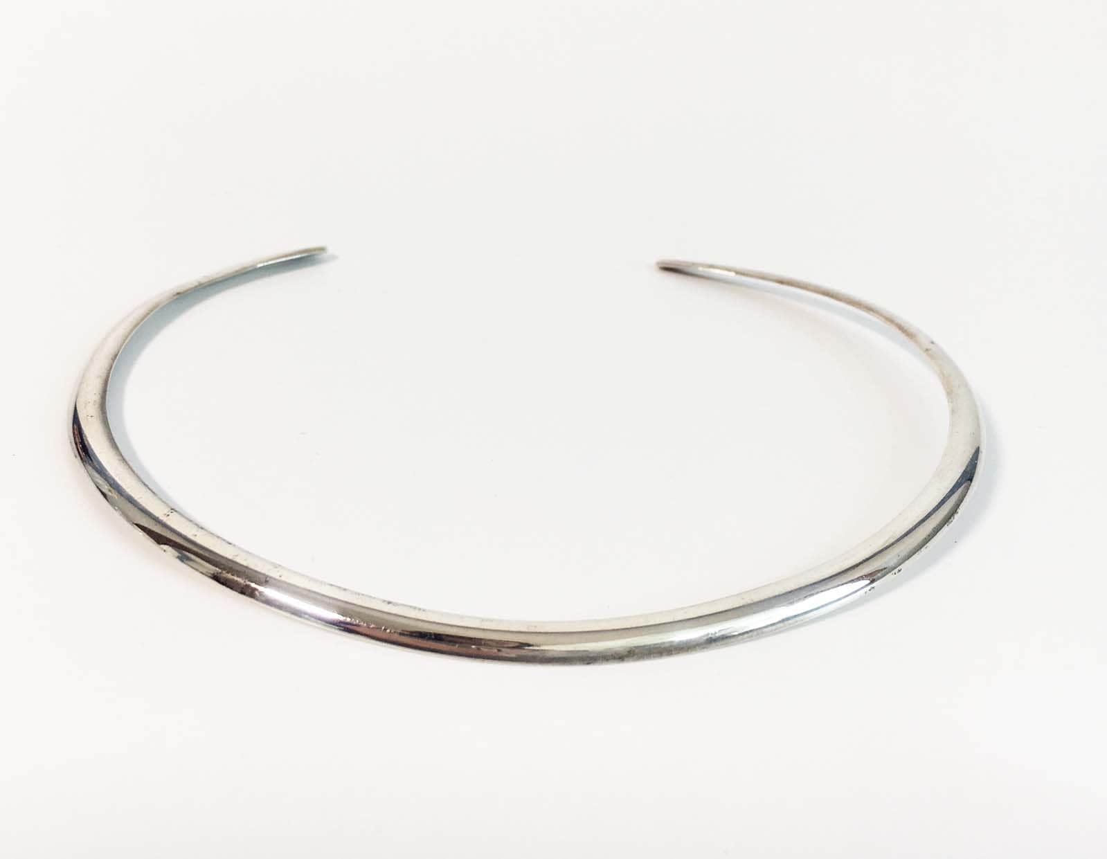 Vintage Solid Sterling Silver Neck Cuff Choker Necklace