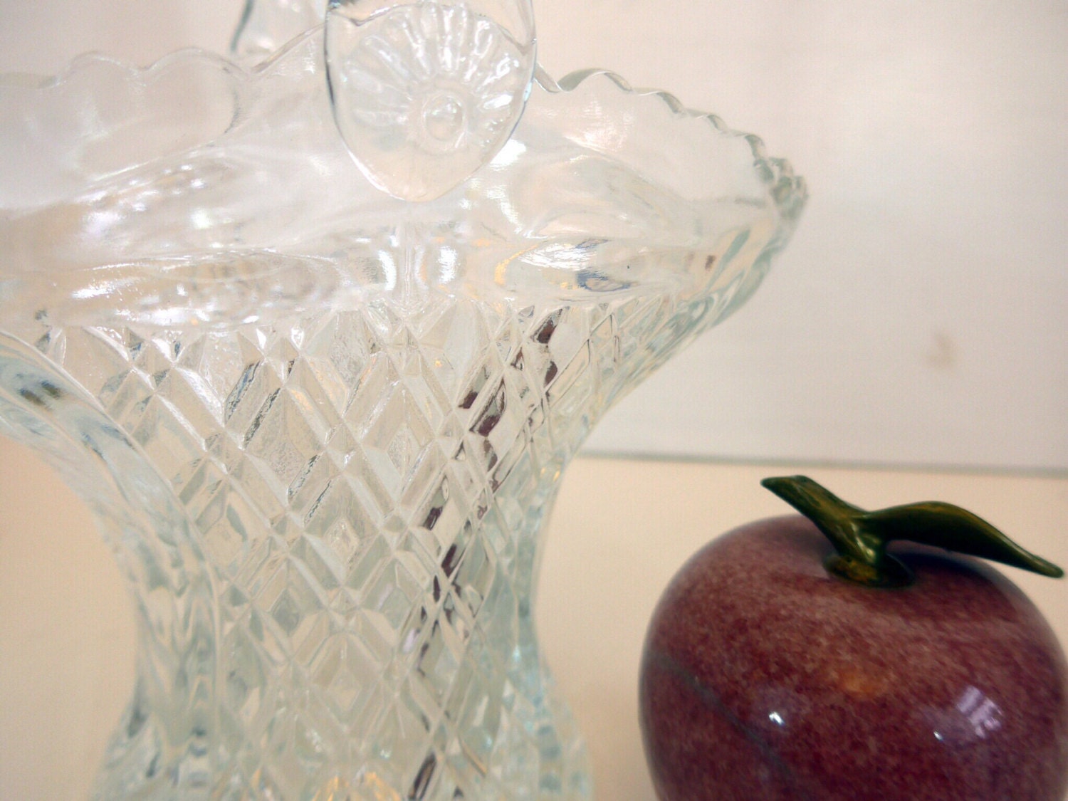 Vintage Princess House Crystal Basket 10 Tall Floral Diamond Crystal