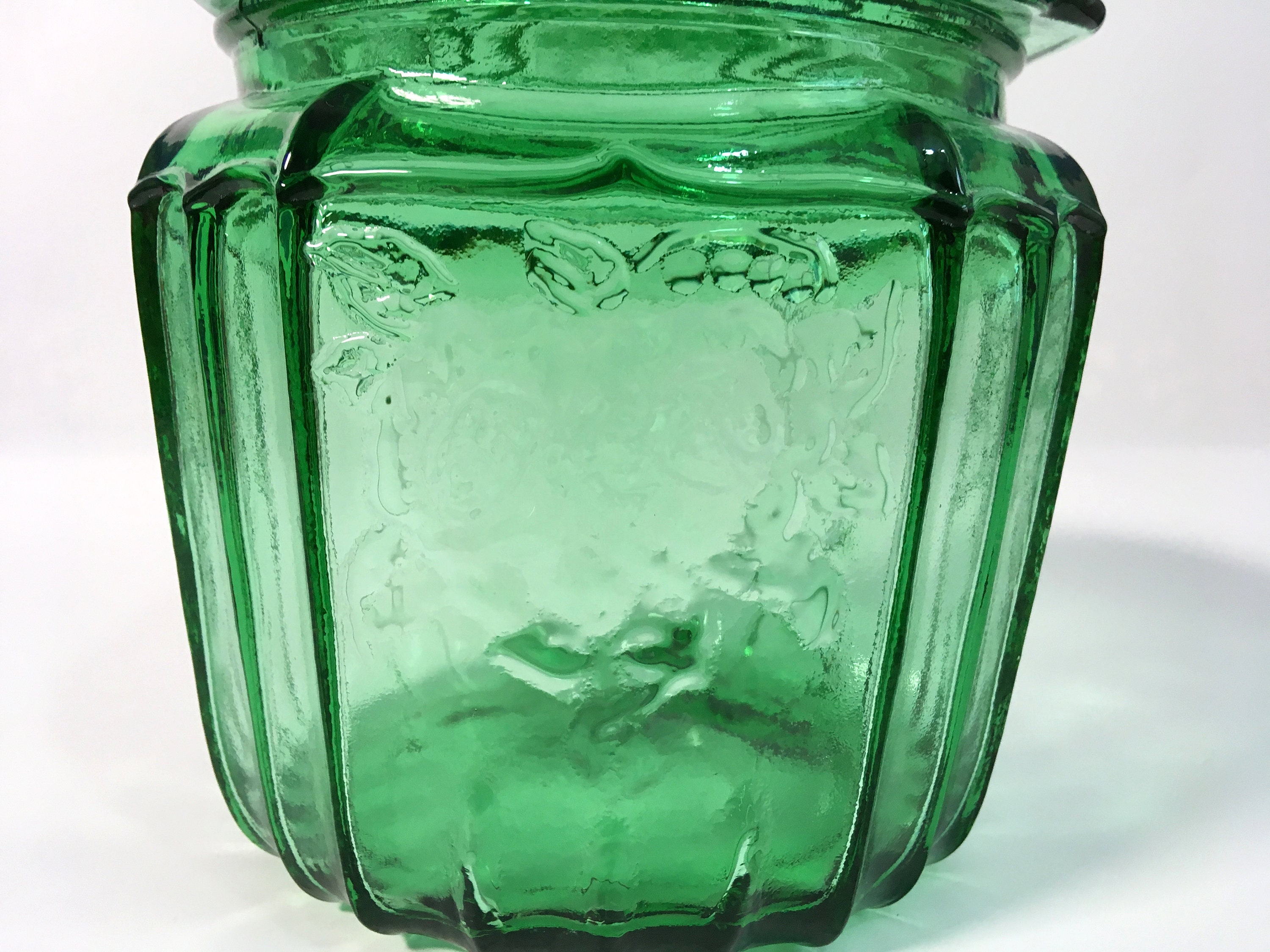 Depression Glass Cookie or Cracker Jar in the Mayfair or Open Rose Pattern  - Reuzeit Emporium