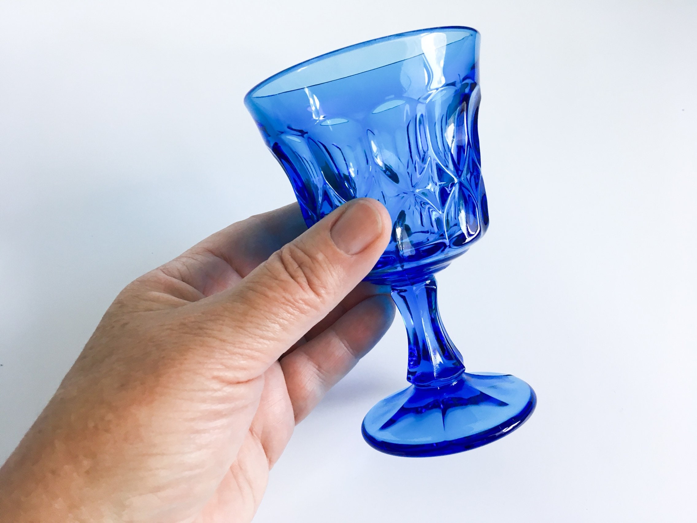 2000s Vertri Cobalt Blue Stemless Wine Glasses - Set of 4