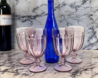 4 Vintage Iced Tea Gibraltar Plum by Libby Glass Company - Water Glasses or Goblets - Retro Set of Four Large Capacity - 3 Sets Available