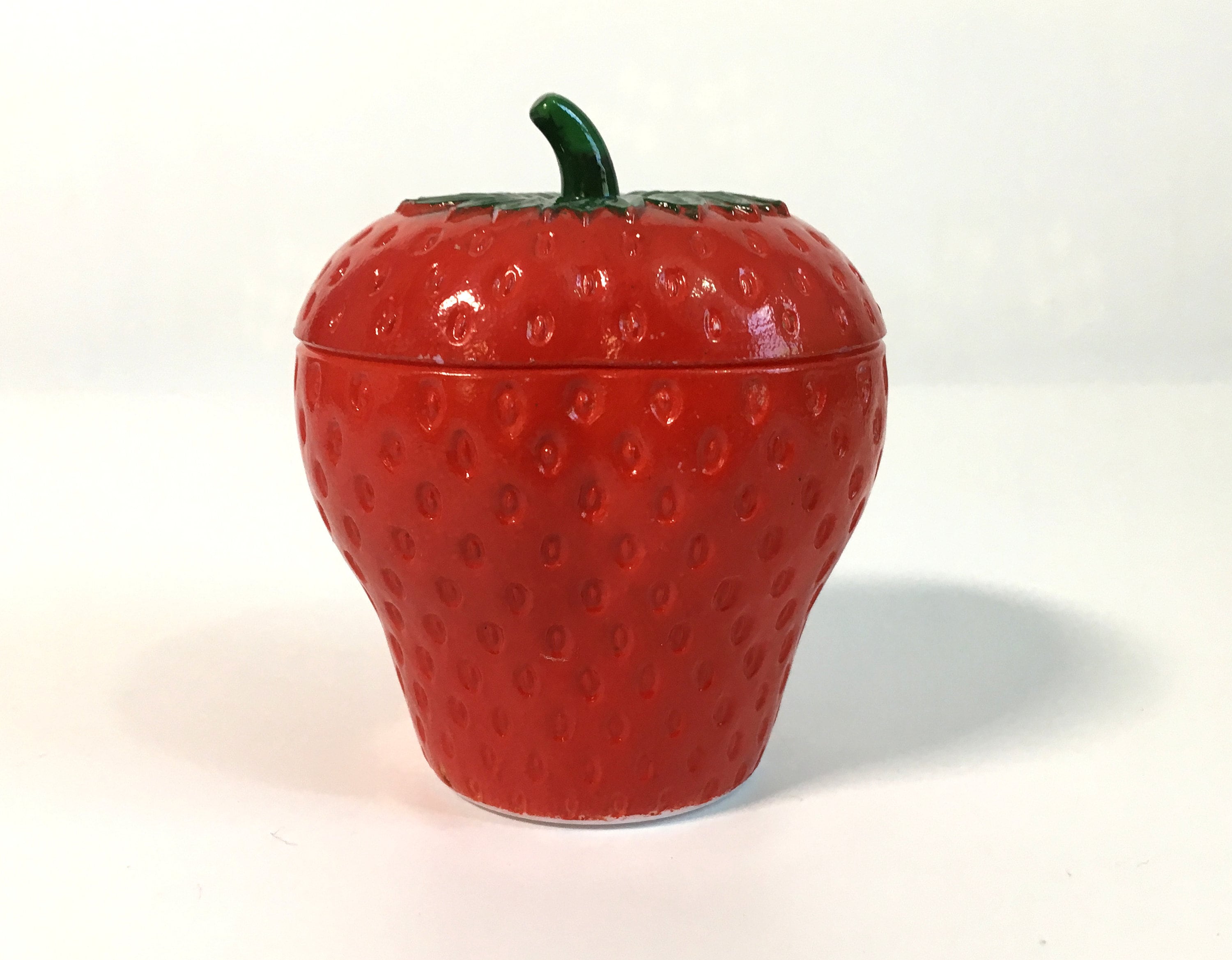 Vintage Hazel Atlas Red Strawberry Painted Milk Glass Retro Red