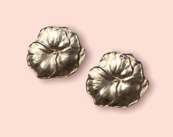 Vintage Sterling Silver Flower Earrings - Flower Earrings Floral Sterling 925 Earrings Boho Post Earrings 1" Flower Modern