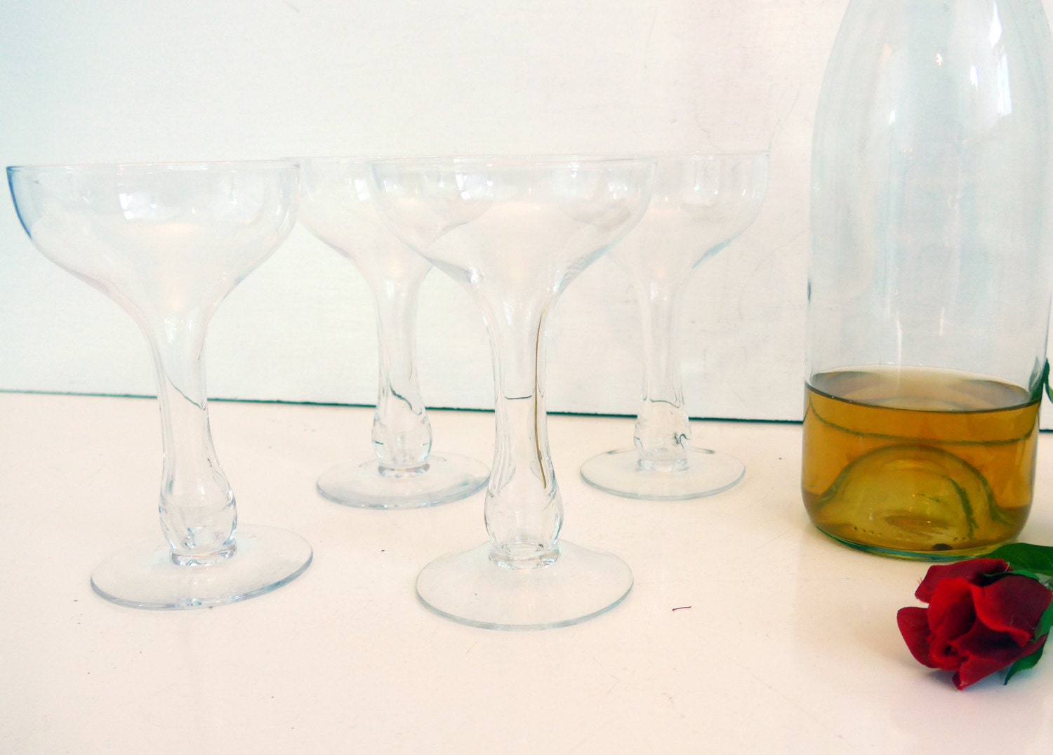 pulled stem wine glasses
