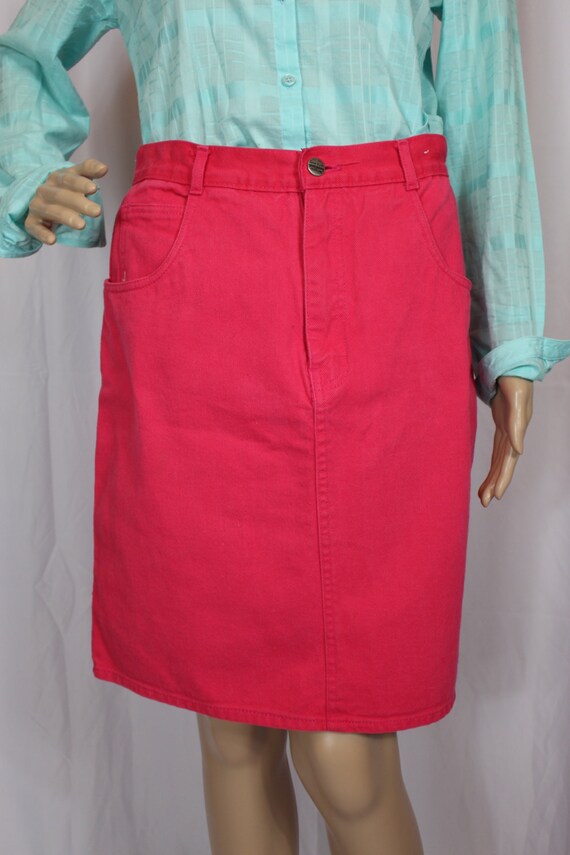 hot pink jean skirt
