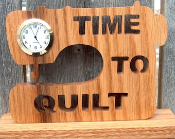 Quilt Clock, Sewing Room Decor, Craft Room Decor, Sewing Machine Desk Clock, Keepsake Gift, Home Decor, Scroll Saw Clock, Housewarming Gift