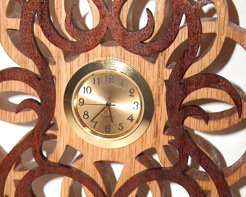 Wood Desk Clock Decorative Clock Scroll Saw Clock Etsy