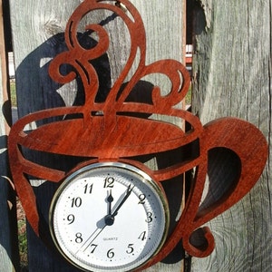 Coffee Decor, Kitchen Wall Clock, Modern Farmhouse Wall Decor, Tea Cup Clock, Coffee Clock, Coffee Gift, Wood Clock, Coffee Wall Clock