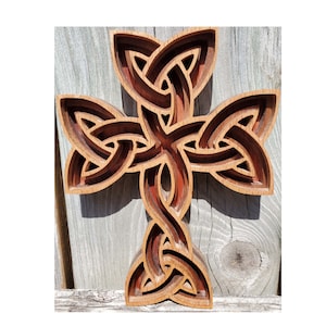 Celtic Cross, Celtic Knot, Birthday Gift Idea, Anniversary Gift, Layered Wood Art, Celtic Wall Hanging, Ornate Irish Knot Spiritual Gift