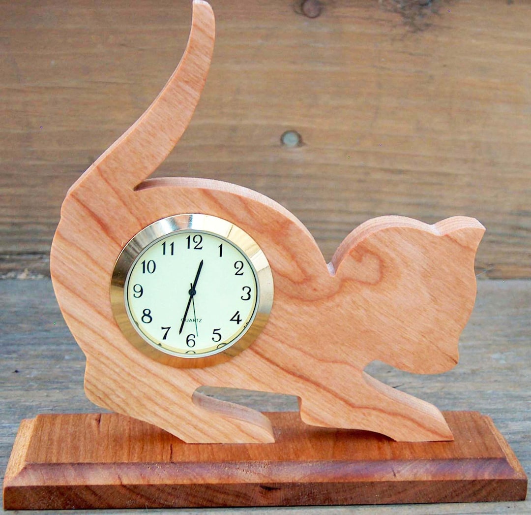 Cat Desk Clock, Pet Parent Gift, Cat Lover Gift, Anniversary Gift Idea, Kitty, Whimsical, Scroll