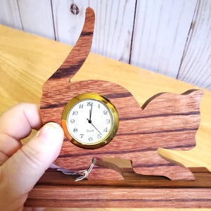 Cat Desk Clock: Whimsical Home Decor Zebrawood