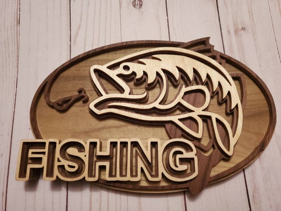 Fisherman Gift Idea, Bass Fishing Decor, Bass Wood Plaque, Cabin