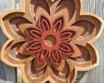 Wood Flower Wall Decor, Layered Wood Art, Farmhouse Decor, Rustic Wood Flower, Birthday Gift, Anniversary Gift, Home Decor, Wedding Gift