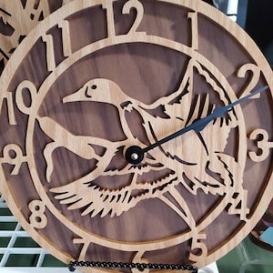 Mallard Wood Wall Clock, Birthday Gift Idea, Retirement Gift Idea, Cabin Decor, Man Cave Decor, Home Decor, Housewarming, Rustic Wall Clock