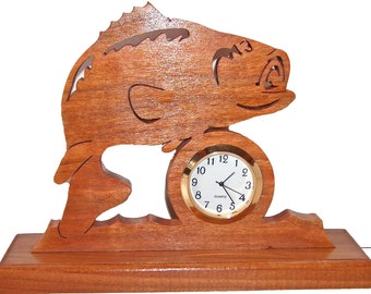 Bass Desk Clock, Fisherman Gift Idea, Bass Fishing Decor, Man Cave, Wildlife Decor, Fish Decor, Home Decor, Retirement Gift, Cabin Decor