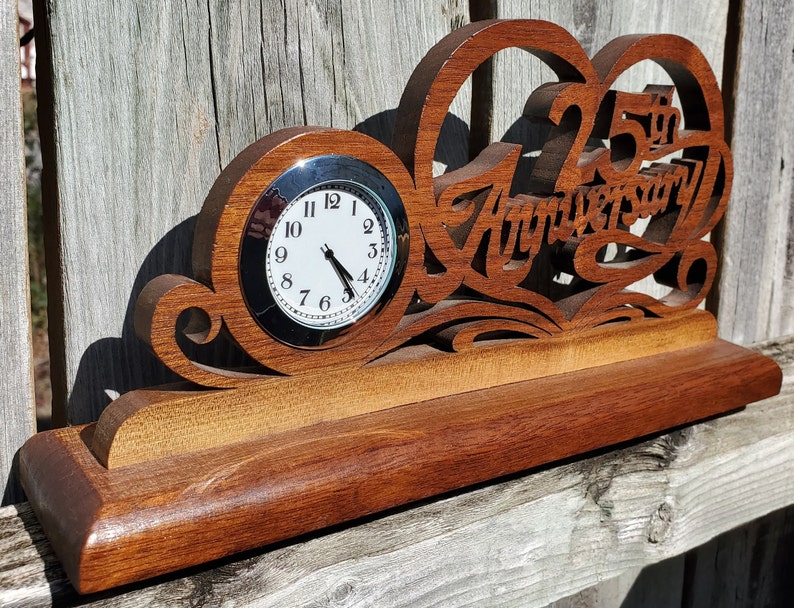25th Anniversary Desk Clock Silver Anniversary 25th Etsy