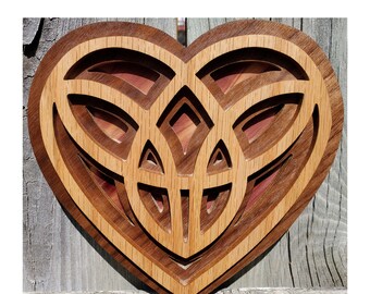 Celtic Wood Heart, Celtic Knot Art, Viking Art, Anniversary Gift, Wedding Gift, Celtic Gift, Home Decor, Scroll Saw Art, Layered Wood Sign