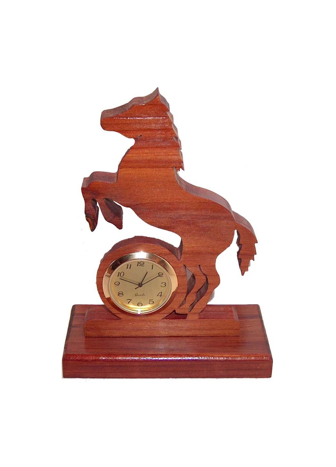 Rearing Horse Desk Clock, Horse Decor, Wood Clock, Home Decor