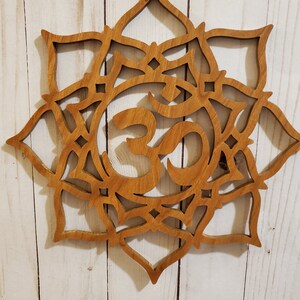 Om Lotus Wood Sign, Lotus Symbol Wood Sign, Yoga Artwork, Yoga Wall Decor, Meditation Gifts, Aum, Namaste, Ohm, Office Decor