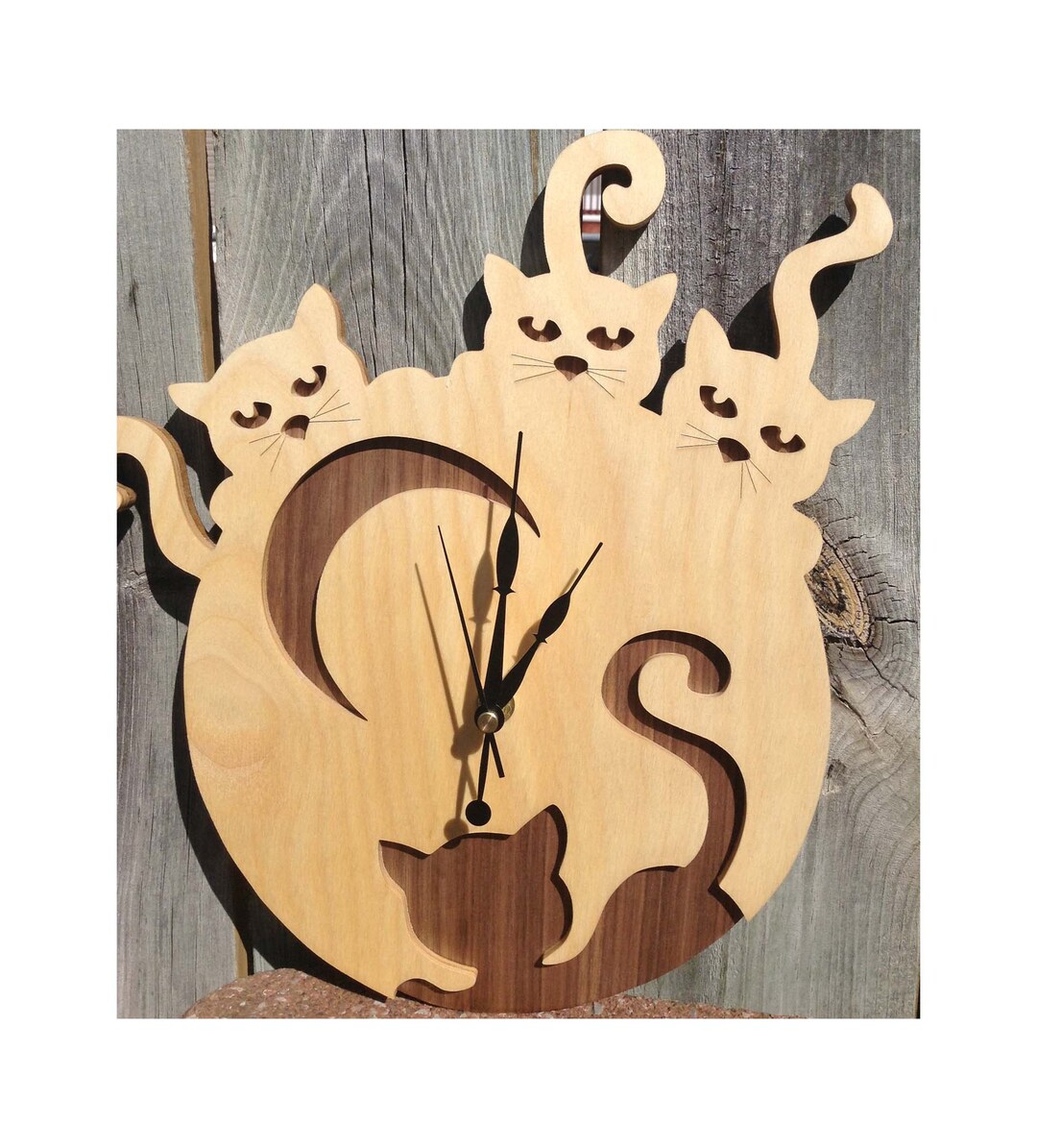 Rustic Cat Clock Cats Wall Clock, Cat Lover Gift, Birthday Gift, Cat Decor, Scroll Saw ...